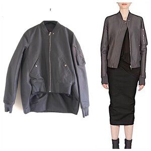 NWT Rick Owens Waterproof Bomber Jacket in Gray-Purple